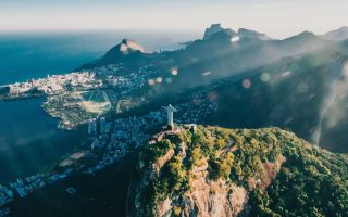 Vista aérea del Cristo Redentor de Brasil